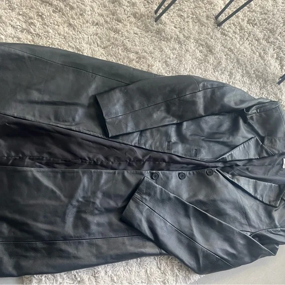 Vintage Emma James Liz Claiborne Leather trench coat - Picture 5 of 8